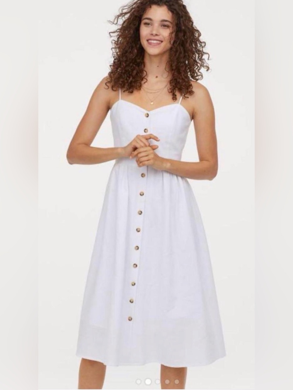white linen midi dress size M